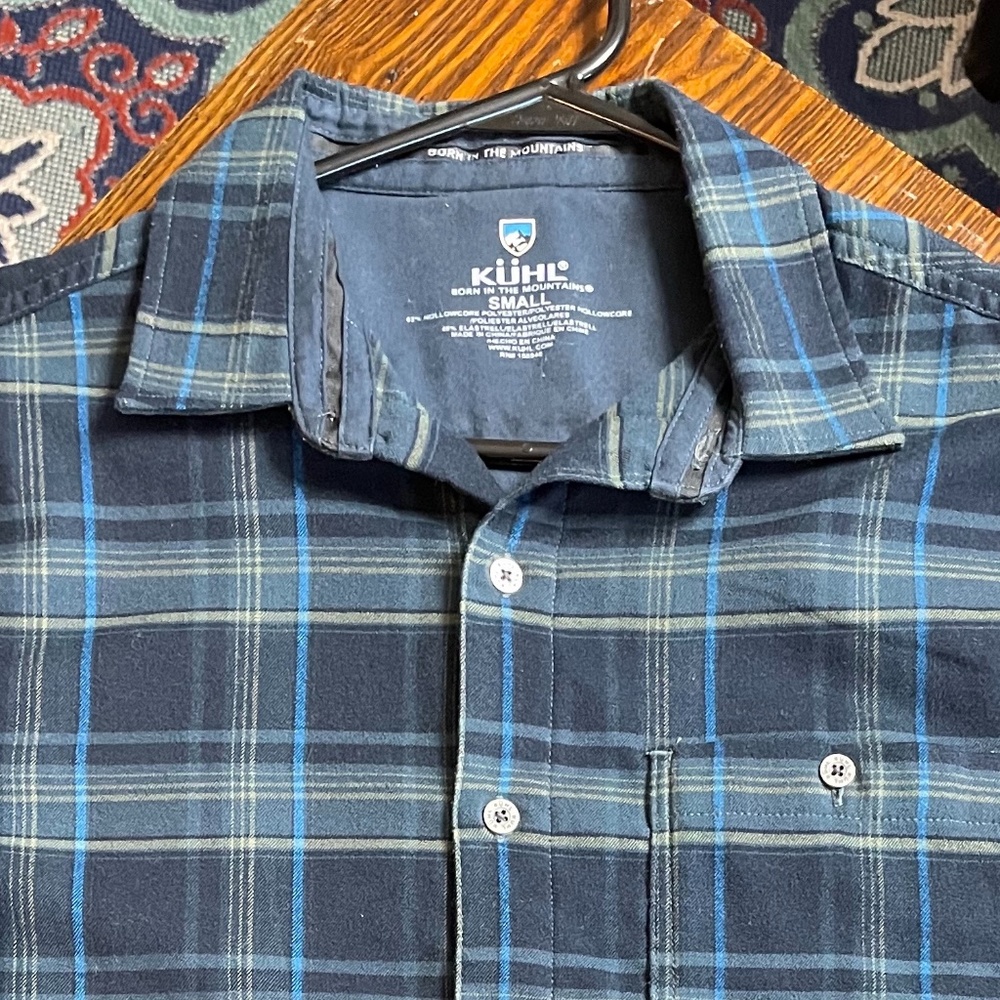 Kuhl Men’s Button Down Blue Plaid Flannel Sz S